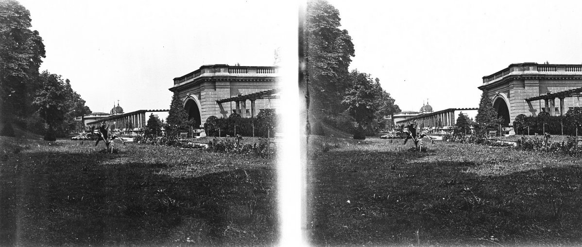 A kert növényei egy 1931-es sztereofelvételen (Fotó: Fortepan/Képszám: 186024) Várkert 1931_fortepan_186024.jpg