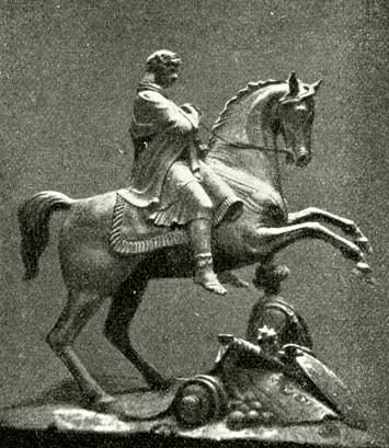 Mátyás lovasszobrának első gipszmintája (Forrás: Meller Simon: Ferenczy István. Athenaeum, 1905.) 08 lovas.jpg