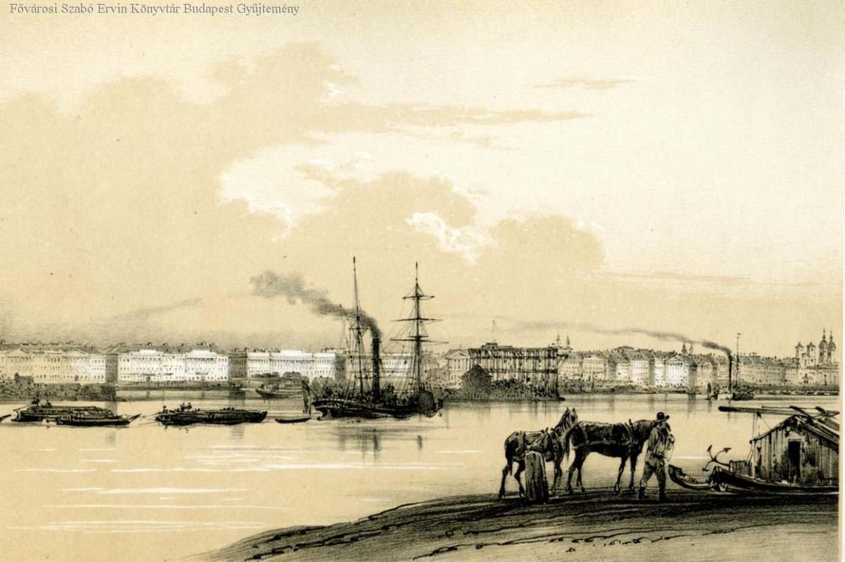 Rudolf Art grafikája a pesti palotasorról, amely az 1849-es ostrom következtében megrongálódott, vagy megsemmisült (Forrás: FSZEK Budapest Gyűjtemény) buda-6 (1).jpg