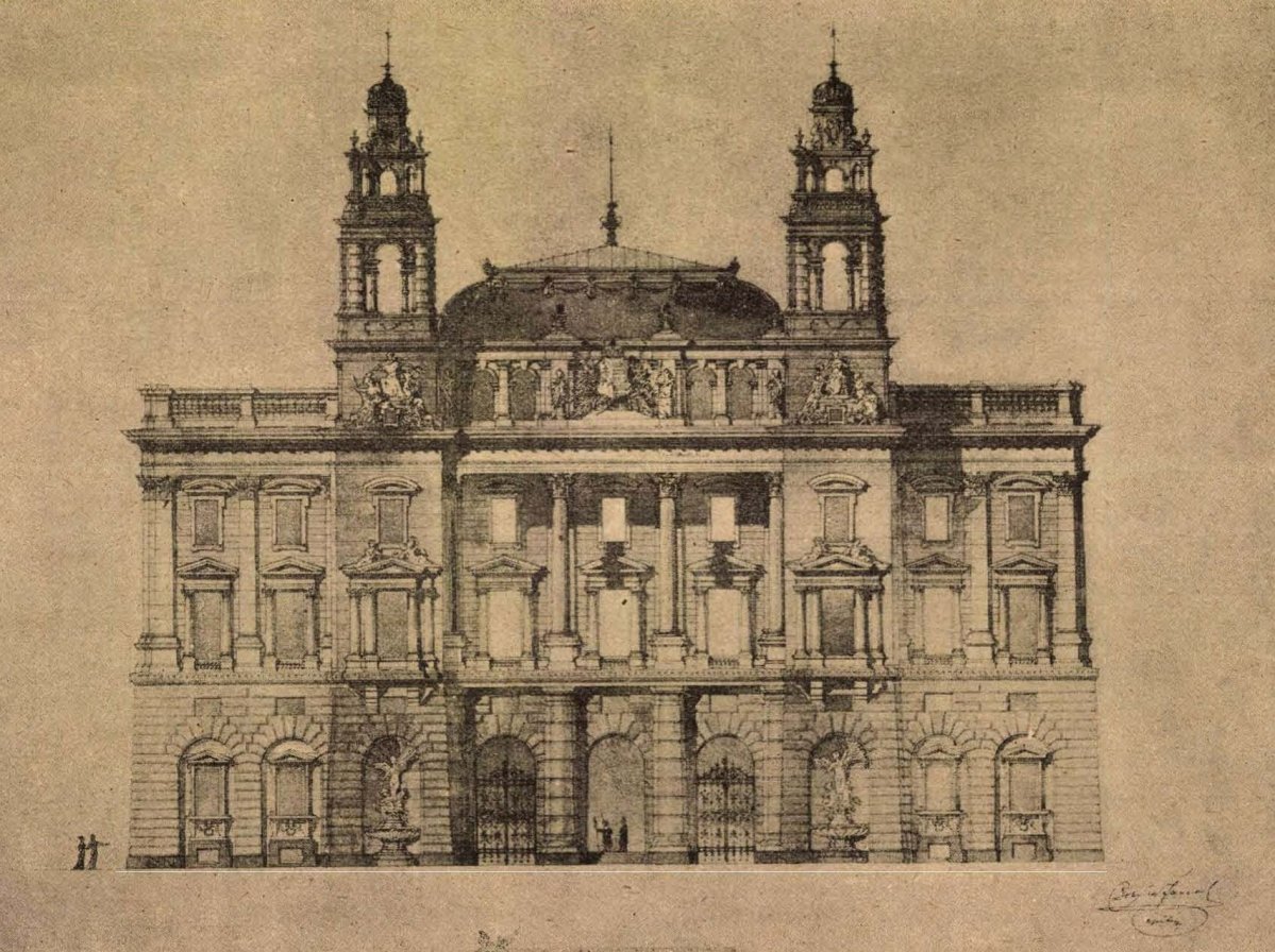 ifj. Bobula János 1895-ös terve a Pénzügyminisztérium új épületéhez (Forrás: Építészeti Szemle, 1895. május 31.) BME_EpitesziSzemle_1895__pages153-153.jpg