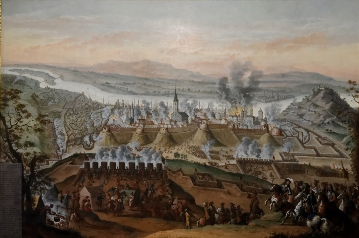 Buda ostroma 1686-ban, előtérben a Hegyvidék, kissvábhegy, vérmező, városmajor.. Frans Geffels korabeli festménye.jpg