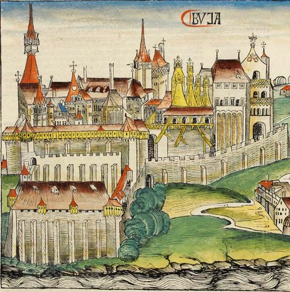 A királyi palotaegyüttes Michael Wohlgemuth metszetének részletén. 1280px-nuremberg_chronicles_bvja részlet.png